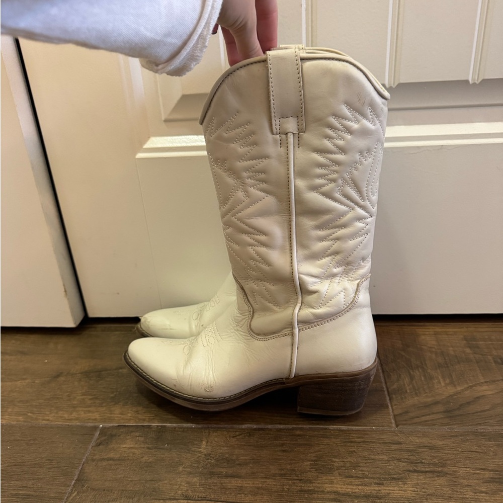 White Steve Madden Cowboy Boots